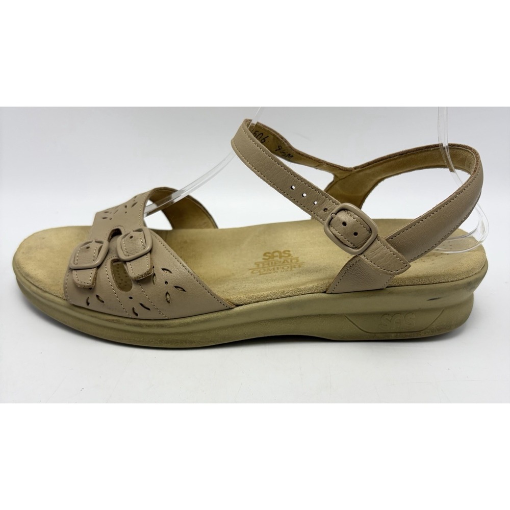 SAS Duo Sandals Womens 9.5 M Tan Leather Buckle Straps Quarter Cushion Comfort